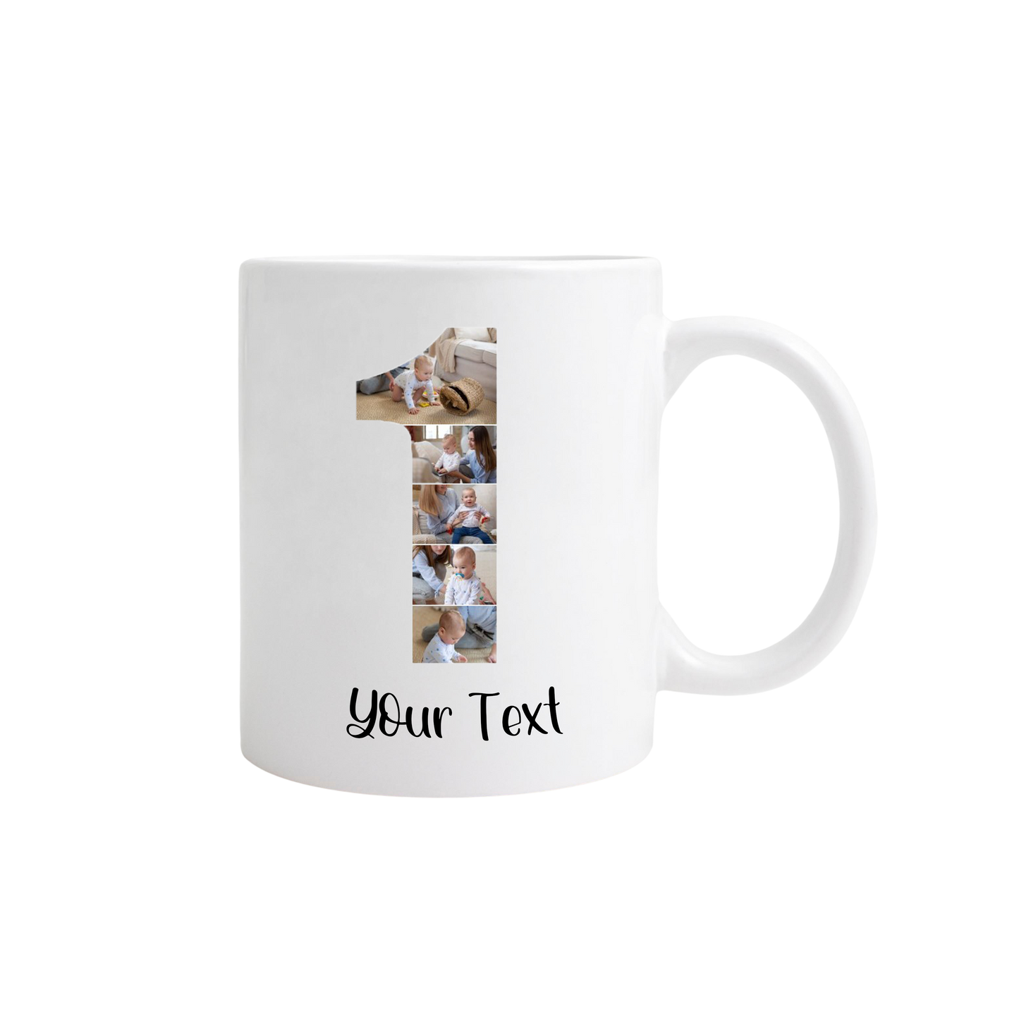 Personalised Number Photo Collage on Acrylic, Slate, Mug or Magnet (5 Photos) 1st BIRTHDAY