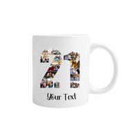 Personalised Number Photo Collage on Acrylic, Slate, Mug or Magnet (13 Photos) 21st BIRTHDAY