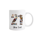 Personalised Number Photo Collage on Acrylic, Slate, Mug or Magnet (13 Photos) 21st BIRTHDAY