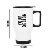 Personalised Double wall Stainless Steel travel mug (White)