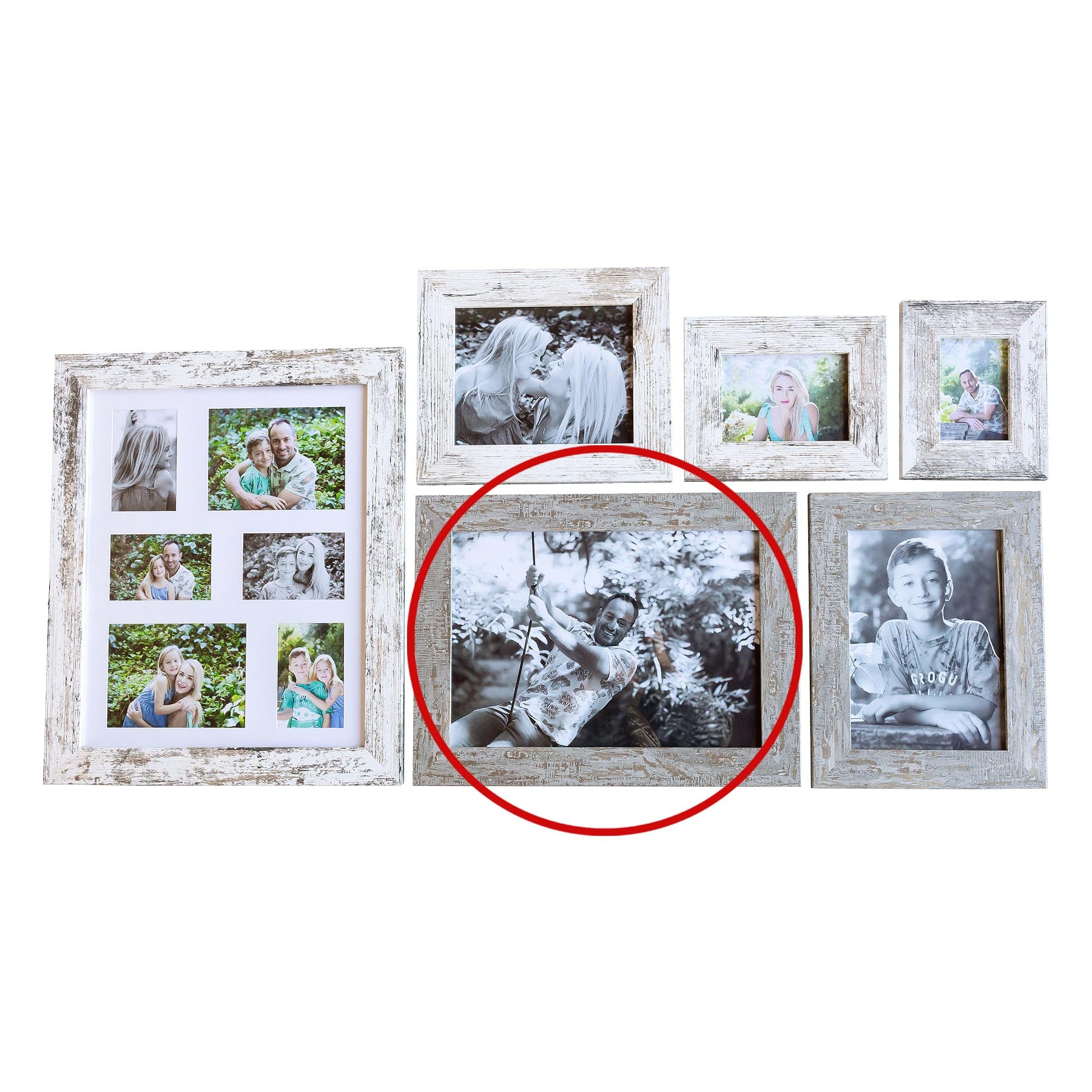 Photo Frame with multiple pictures & optional message  - A3 40x30cm- Wood  Stressed