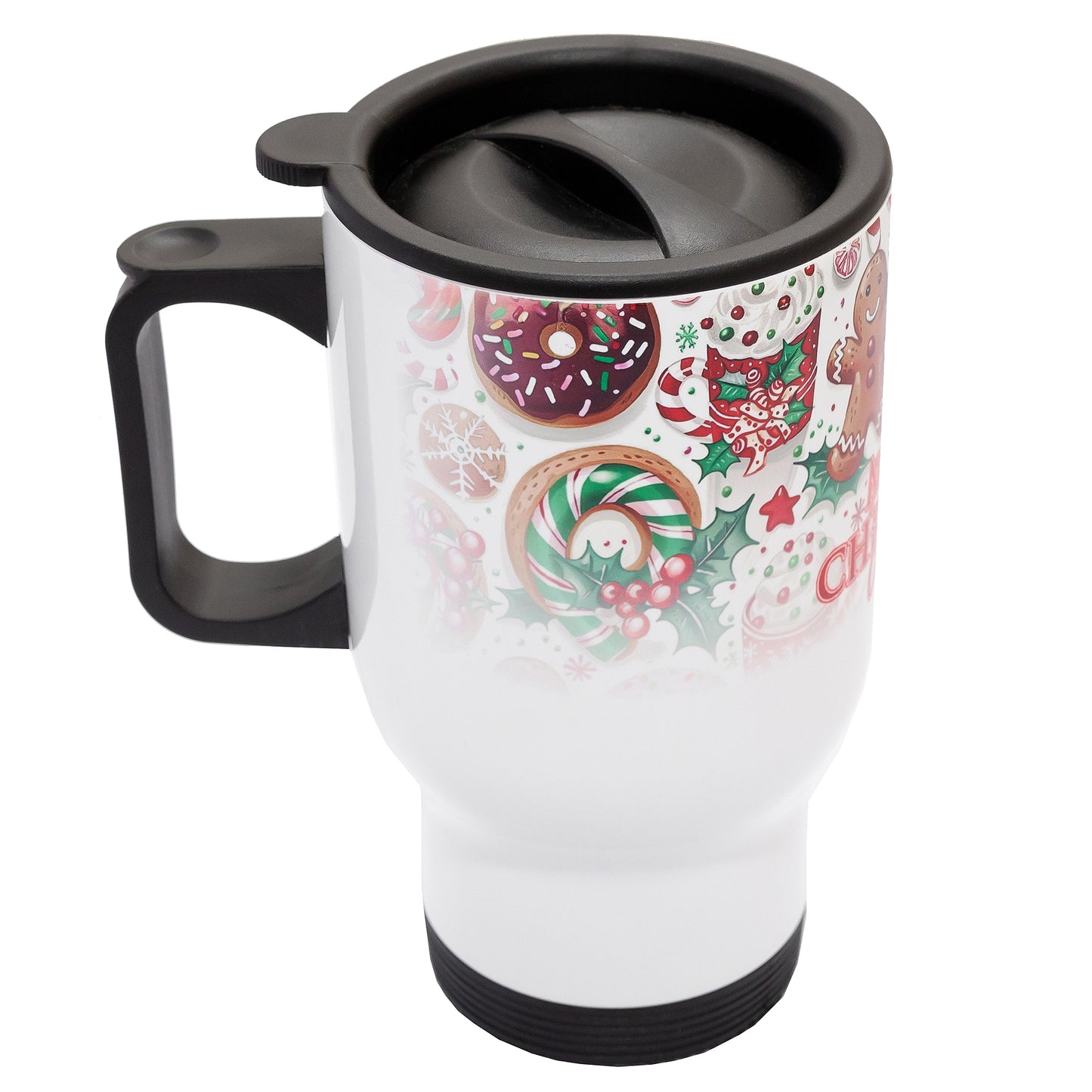 Personalised Double wall Stainless Steel travel mug (White)