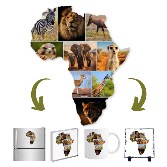 African Map Photo Collage on  Acrylic, Slate, Mug or Magnet (9 Photos)