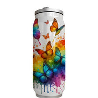 Butterflies - Rainbow Design on Tumbler, Can, Flask, or Water bottle