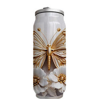 Butterflies - Gold Design on Tumbler, Can, Flask, or Water bottle