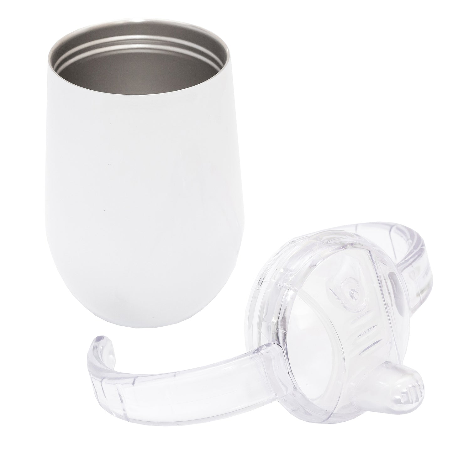 Personalised  Double wall Stainless Steel baby sippy cup (egg shape white)