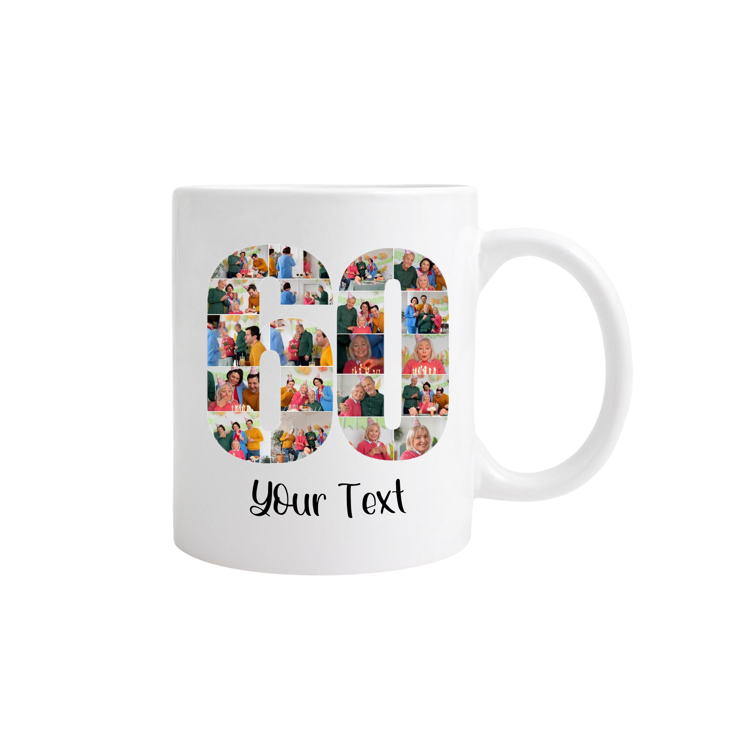 Personalised Number Photo Collage on Acrylic, Slate, Mug or Magnet (20 Photos) 60th BIRTHDAY