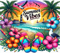 Summer - Beach Flip Flops Design on Tumbler, Can, Flask, or Water bottle