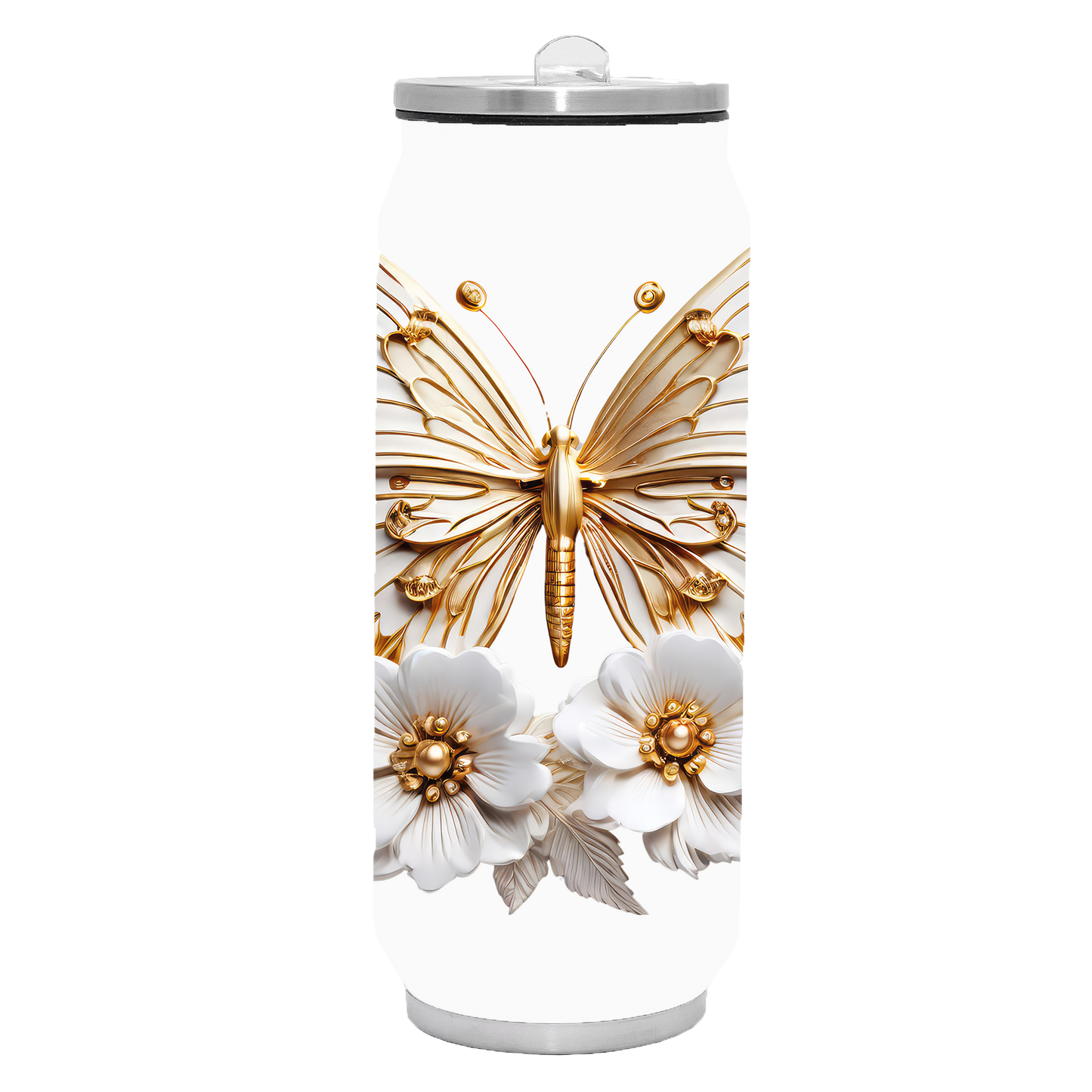 Butterflies - Gold Design on Tumbler, Can, Gin Tumbler, or Water bottle