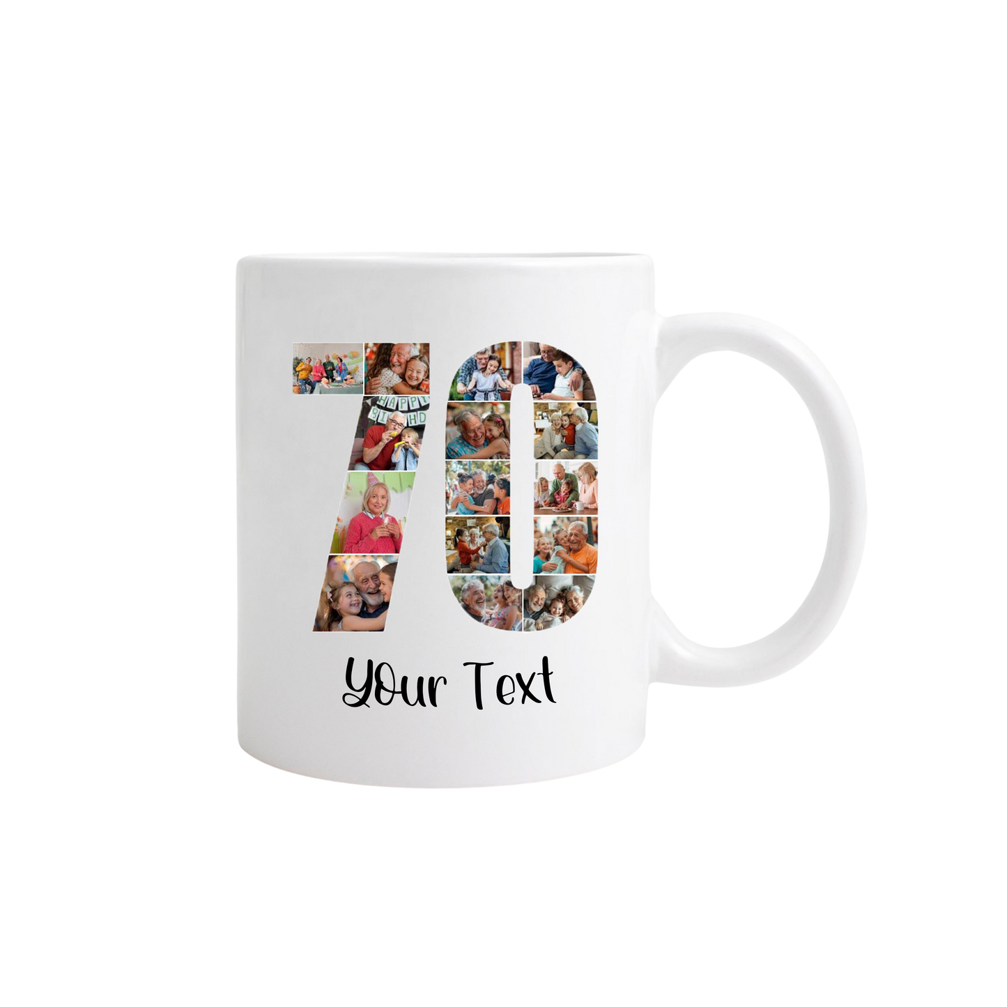 Personalised Number Photo Collage on Acrylic, Slate, Mug or Magnet (15 Photos) 70th BIRTHDAY