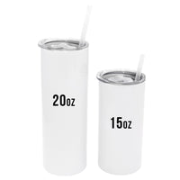 Personalised  Double wall 20oz Stainless Steel Skinny Tumbler (White)