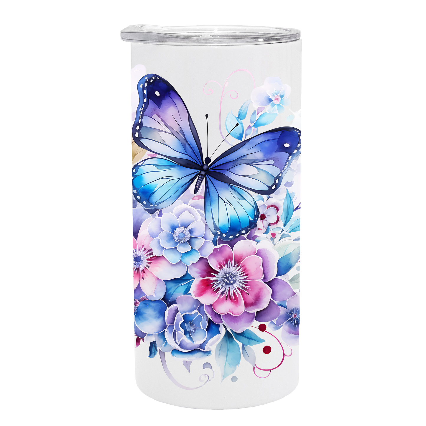 Butterflies - Blue Design on Tumbler, Can, Gin Tumbler, or Water bottle