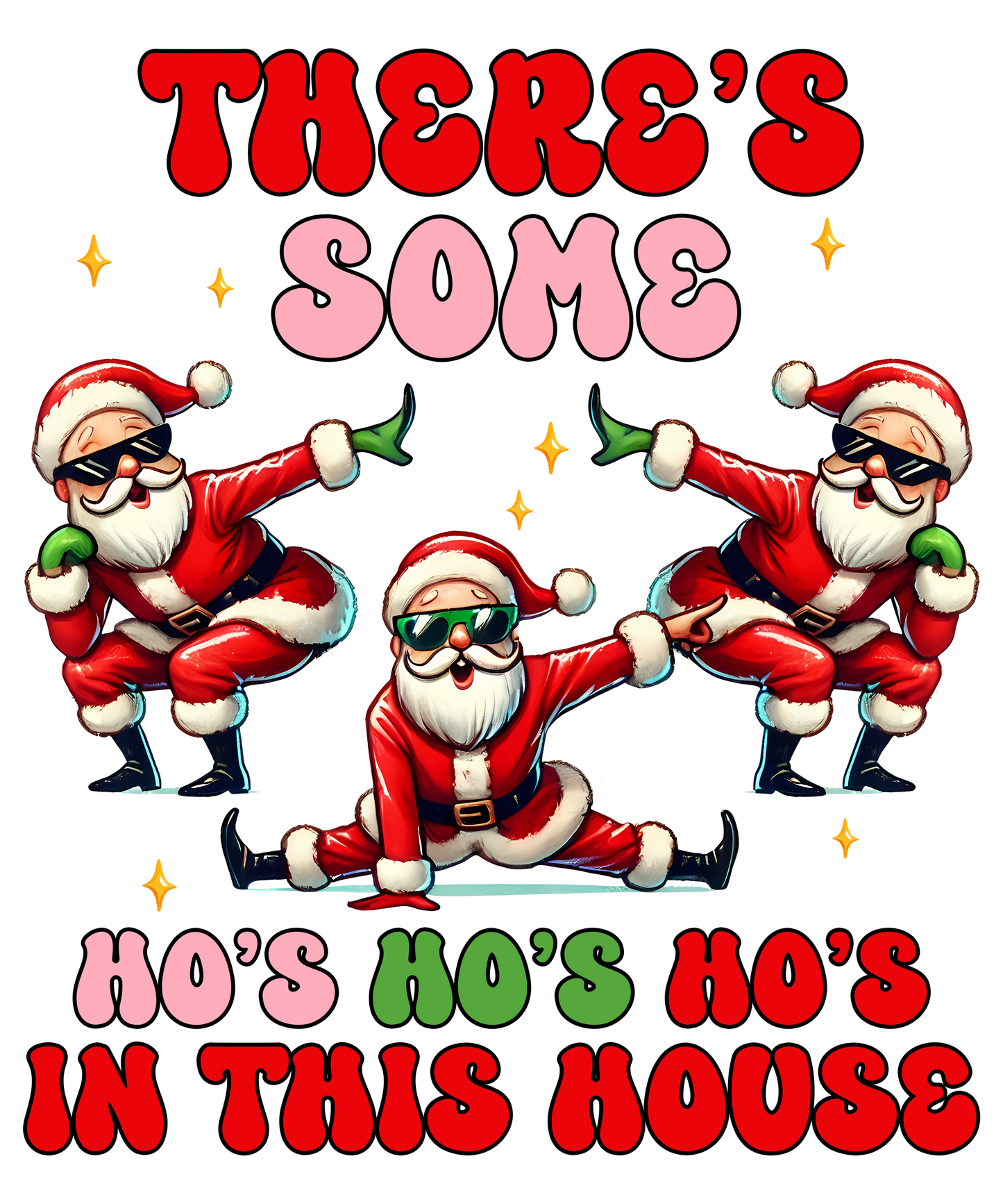 There's some Ho's Ho's Ho's Christmas Men's Black T-Shirt (round neck) - Printed