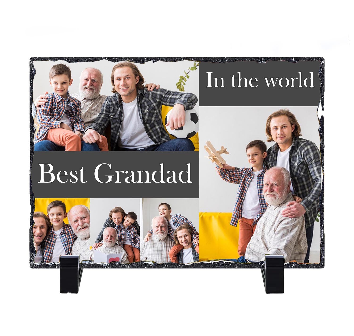 Slate Stone Photo Display Stand - Grandfather Collage (various sizes)