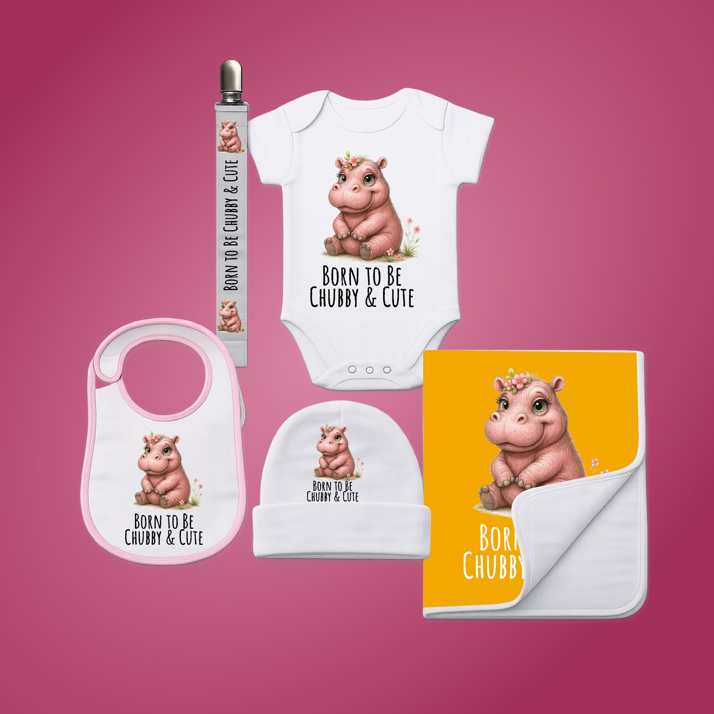 Personalised Baby Shower Gift Set – 5 Piece Safari Animal Newborn Bundle