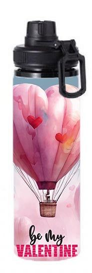 Valentine - Be my Valentine heart balloon Design on Tumbler, Can, Flask, or Water bottle