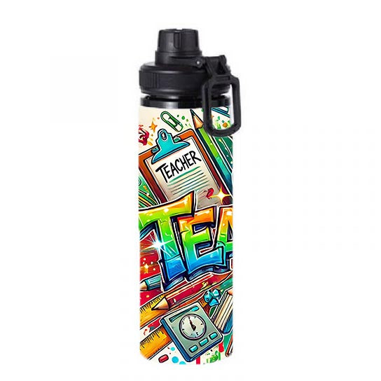 Teacher - Funky Teacher Design on Tumbler, Can, Flask, or Water bottle