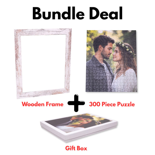 Custom Jigsaw Photo Puzzle Bundle (300 PIECES) Including Frame & Gift Box!