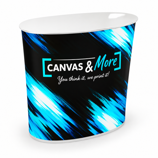 Kidney Shaped Promo Counter with fabric print & Carry Bag