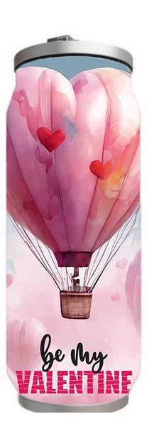 Valentine - Be my Valentine heart balloon Design on Tumbler, Can, Flask, or Water bottle