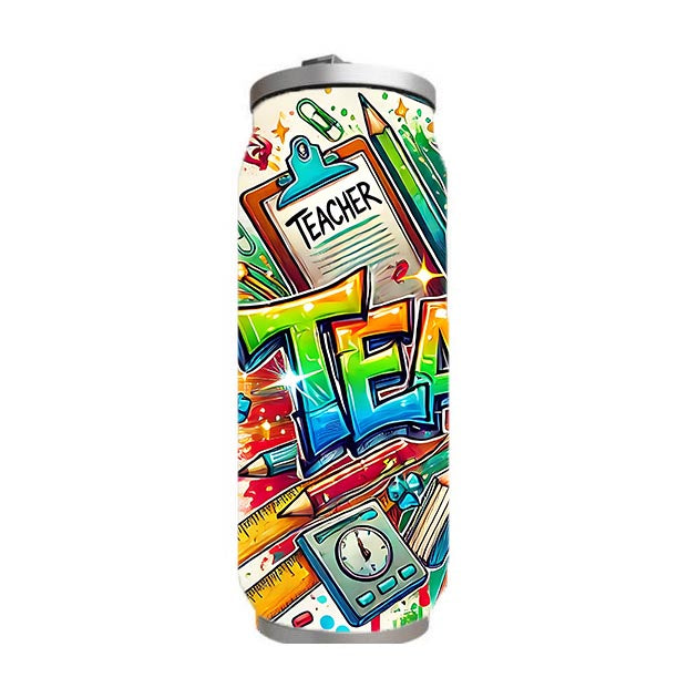 Teacher - Funky Teacher Design on Tumbler, Can, Flask, or Water bottle