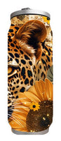 Wildlife - Sunflower Lepard Design on Tumbler, Can, Flask, or Water bottle