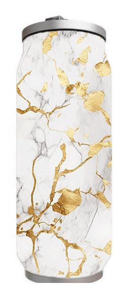 Marble - White and Gold Marble Design on Tumbler, Can, Flask, or Water bottle