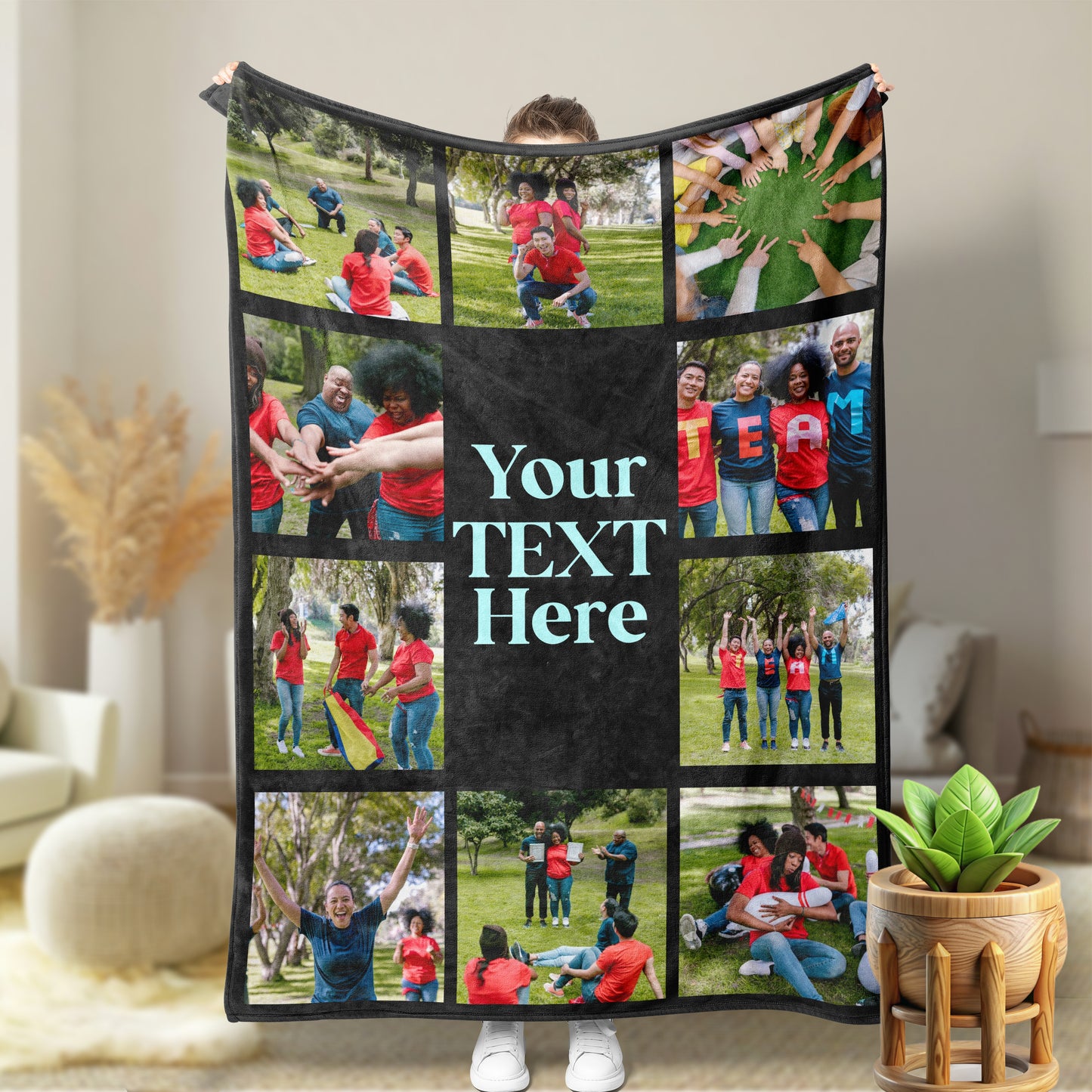 Personalised Fleece Blanket - Collage with Text