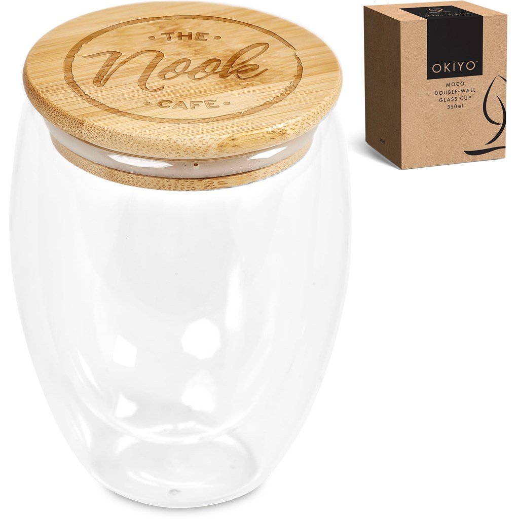 Okiyo Moco Glass & Bamboo Double-Wall Cup - 350ml