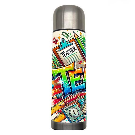 Teacher - Funky Teacher Design on Tumbler, Can, Flask, or Water bottle