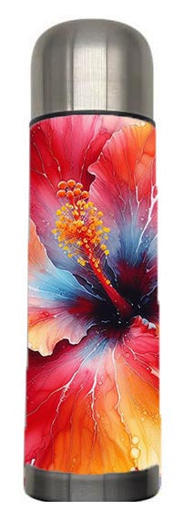 Flowers - Alcohol Ink Hibiscus Flower Design on Tumbler, Can, Flask, or Water bottle