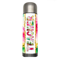 Teacher - Pink Green Alcohol Ink Teacher Design on Tumbler, Can, Flask, or Water bottle