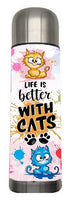 Cats - Life is better with cats Design on Tumbler, Can, Flask, or Water bottle