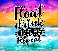 Summer - Float Drink Tan Repeat Design on Tumbler, Can, Flask, or Water bottle