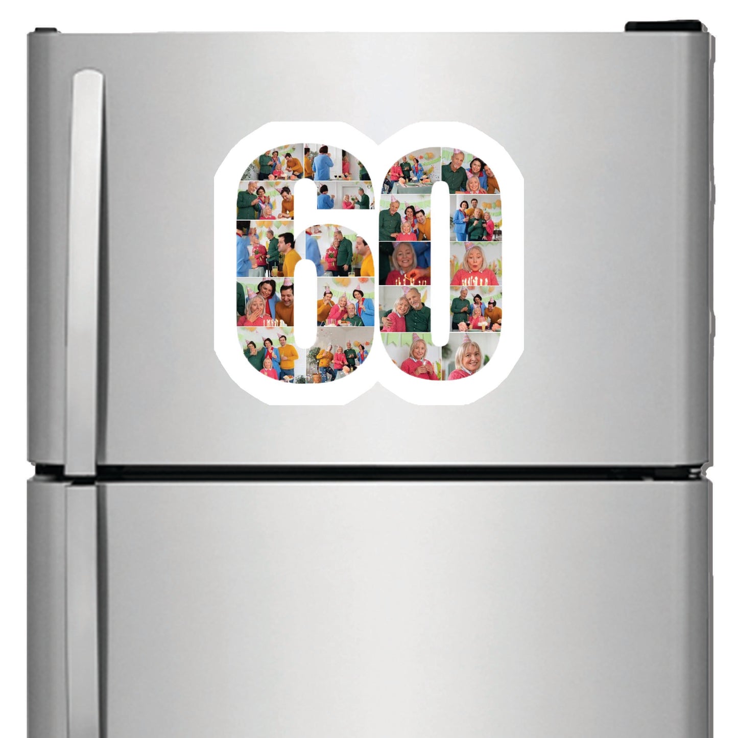 Personalised Number Photo Collage on Acrylic, Slate, Mug or Magnet (20 Photos) 60th BIRTHDAY