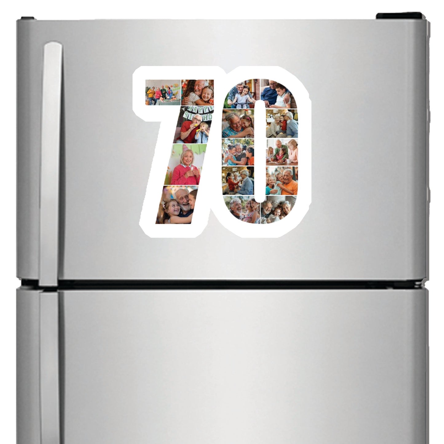 Personalised Number Photo Collage on Acrylic, Slate, Mug or Magnet (15 Photos) 70th BIRTHDAY