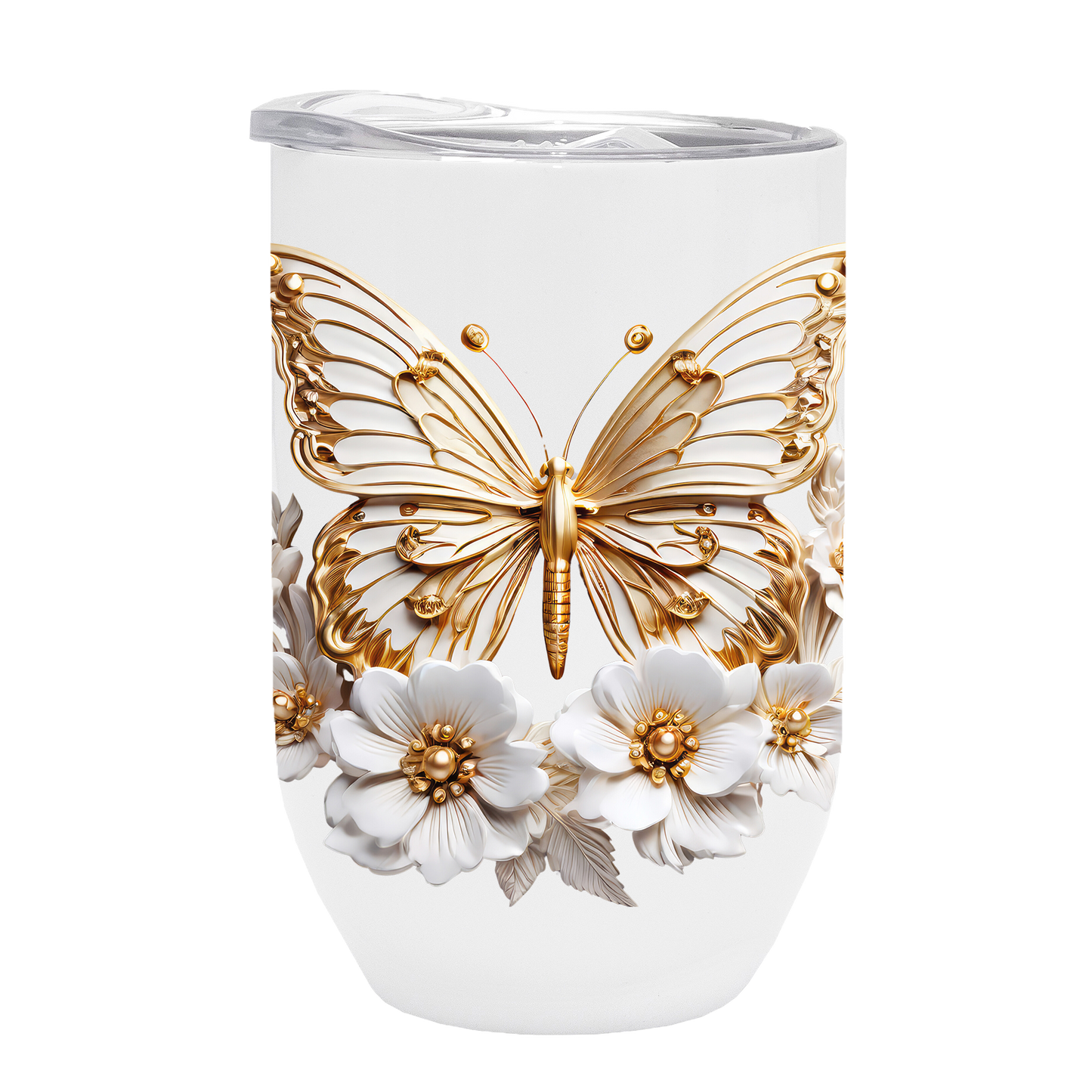Butterflies - Gold Design on Tumbler, Can, Gin Tumbler, or Water bottle