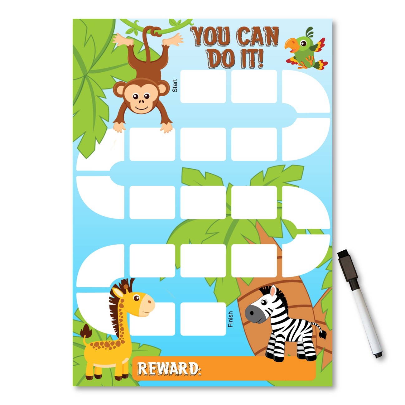 Kids Reward / Chore Chart (Jungle Animals)
