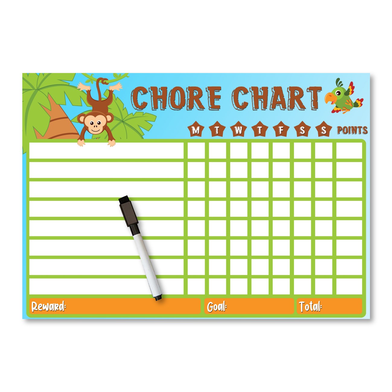 Kids Reward / Chore Chart (Jungle Animals)