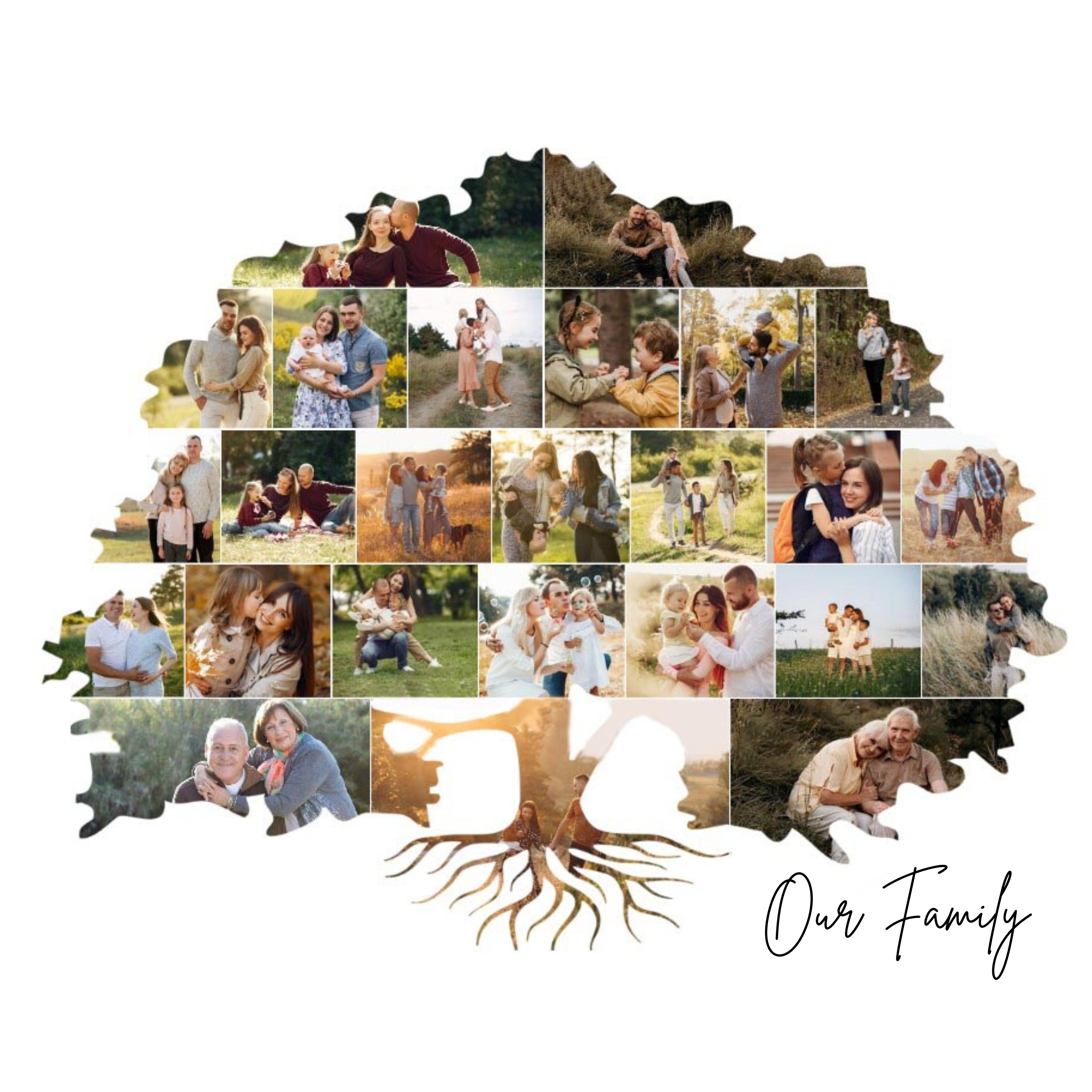 Family Tree Photo Collage on  ready-to-hang Canvas (24 Photos)
