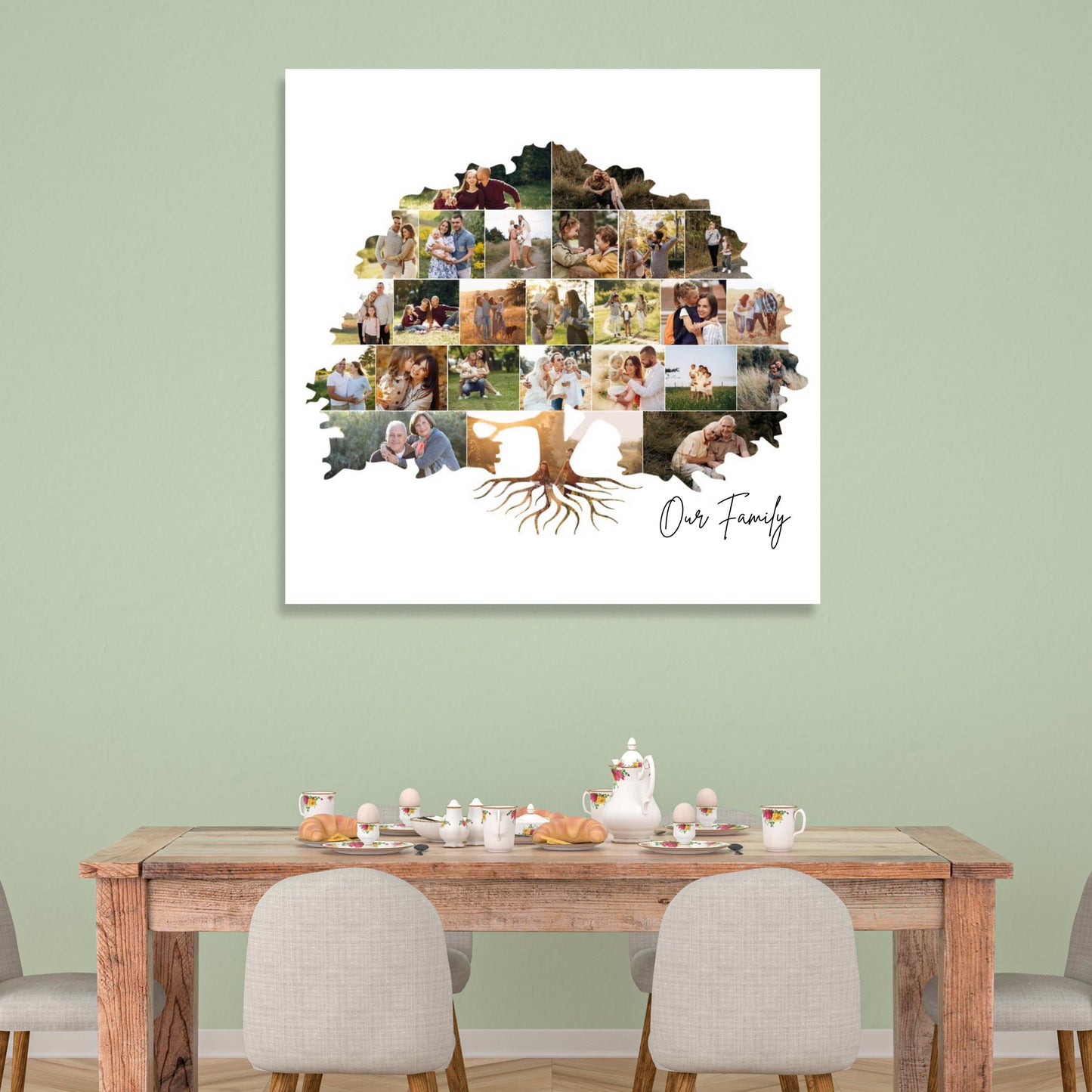 Family Tree Photo Collage on  ready-to-hang Canvas (24 Photos)