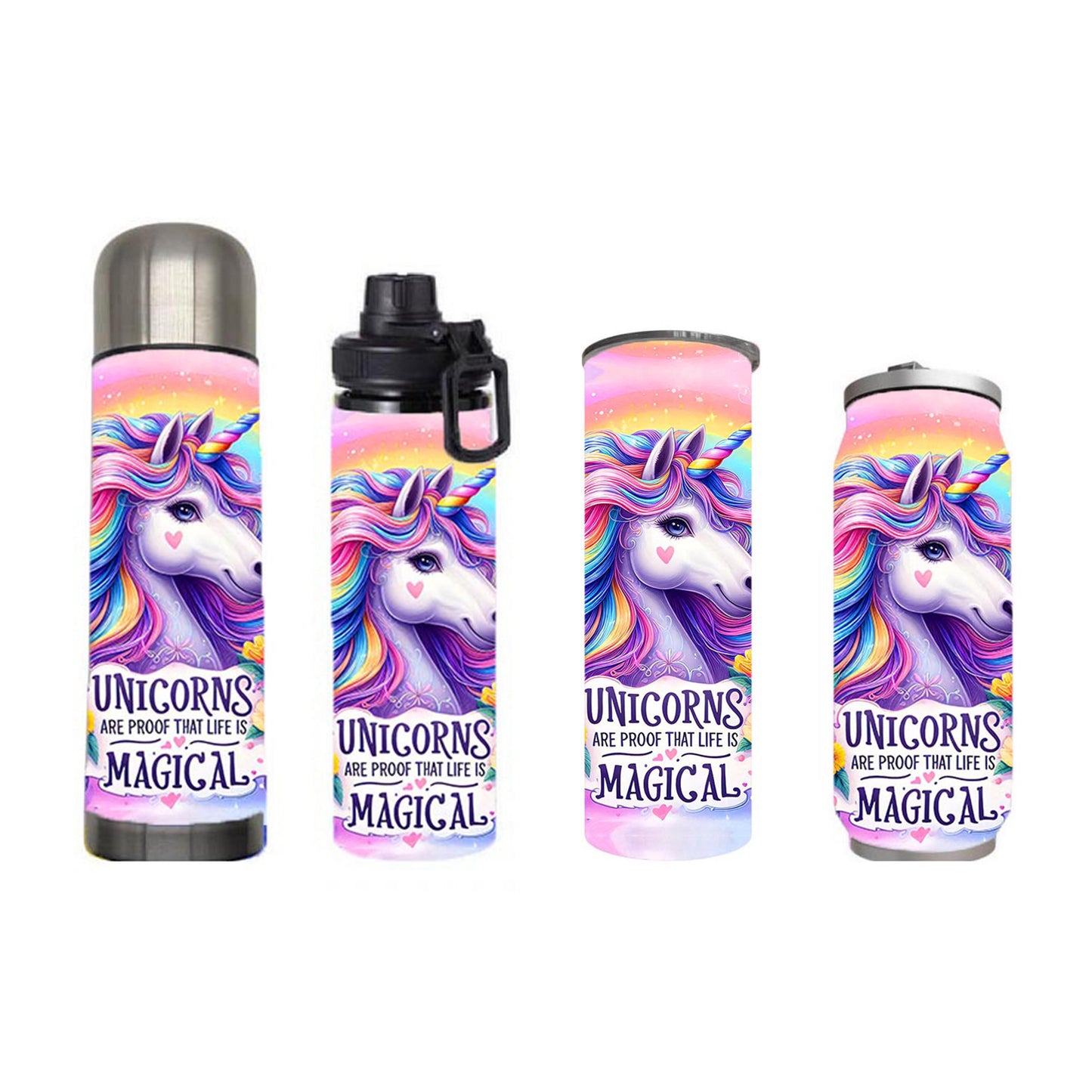 Kids - Unicorn Magic Design on Tumbler, Can, Flask, or Water bottle