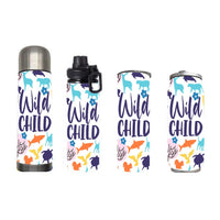 Kids - Wild Child Design on Tumbler, Can, Flask, or Water bottle