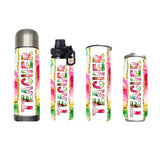 Teacher - Pink Green Alcohol Ink Teacher Design on Tumbler, Can, Flask, or Water bottle