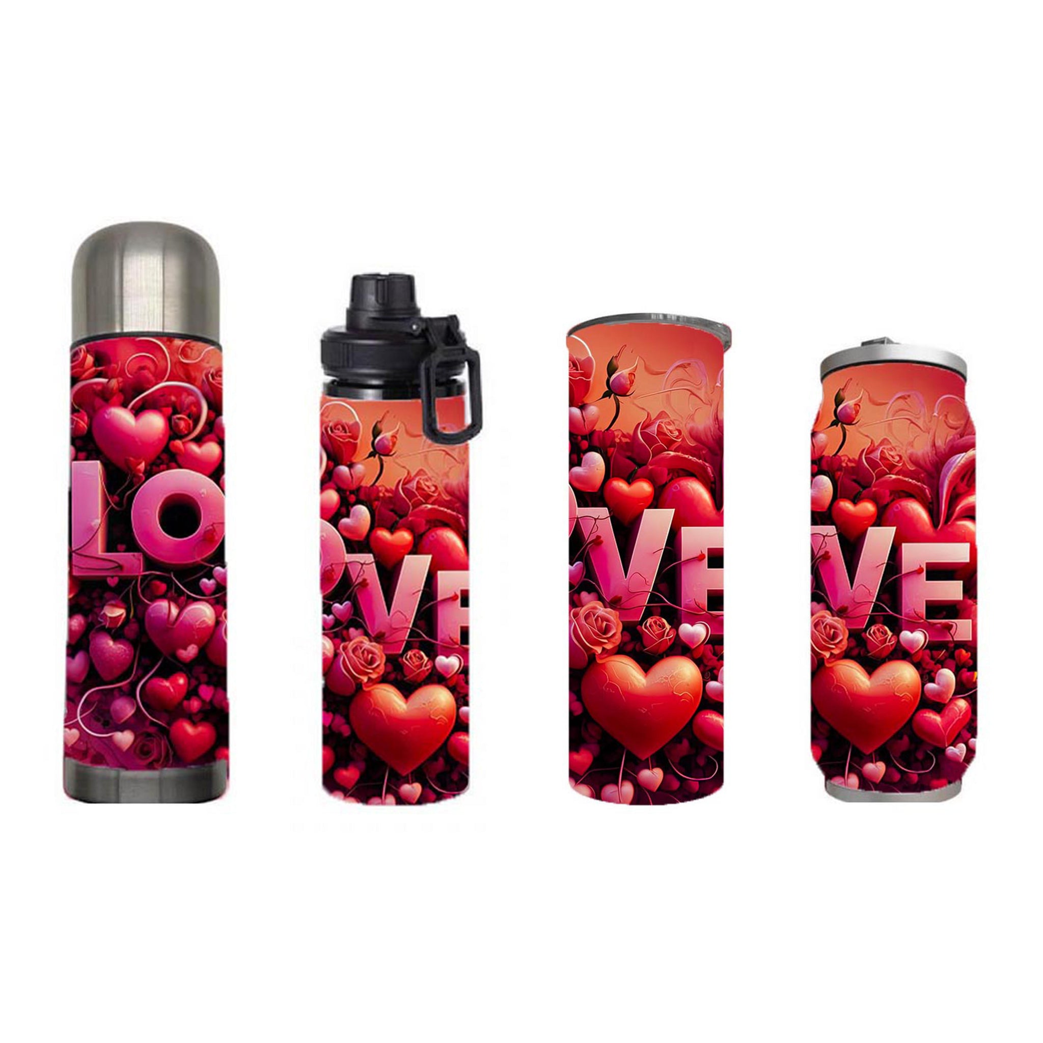 Valentine - Love Design on Tumbler, Can, Flask, or Water bottle