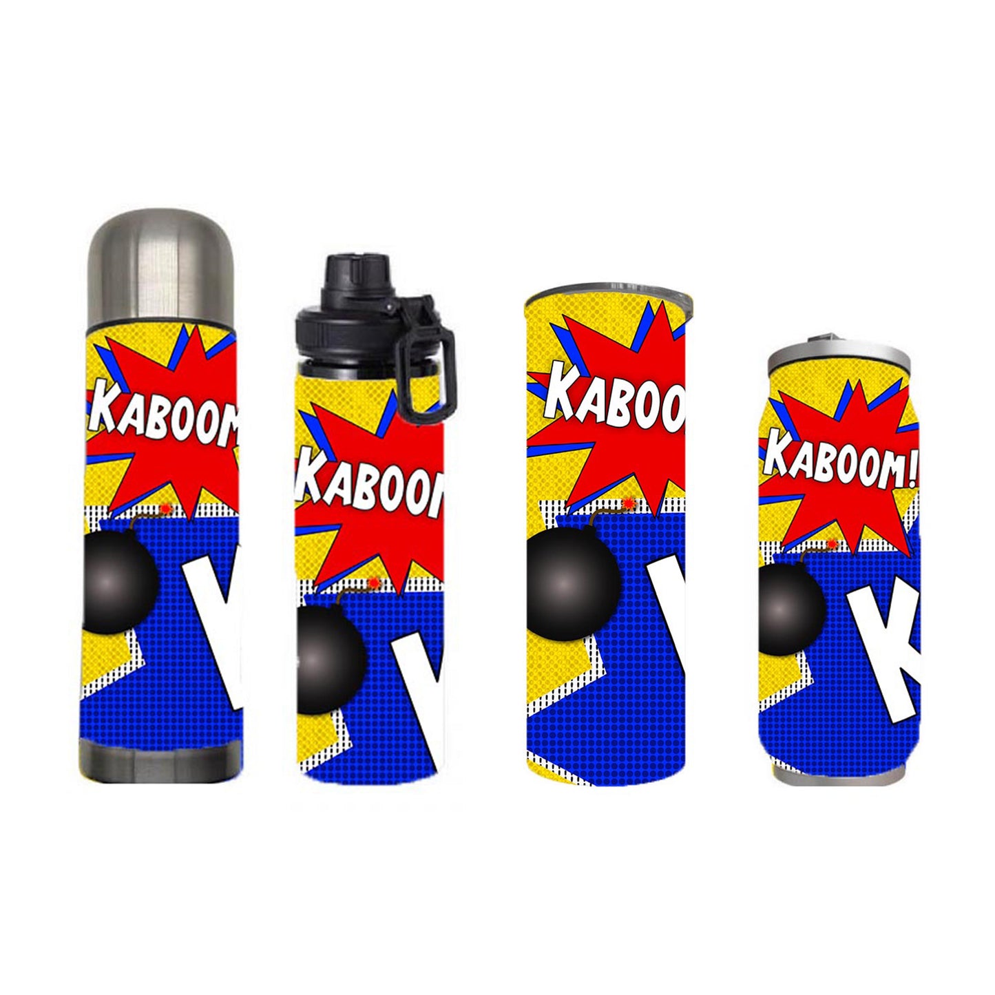 Kids - Comic Kids Design on Tumbler, Can, Flask, or Water bottle