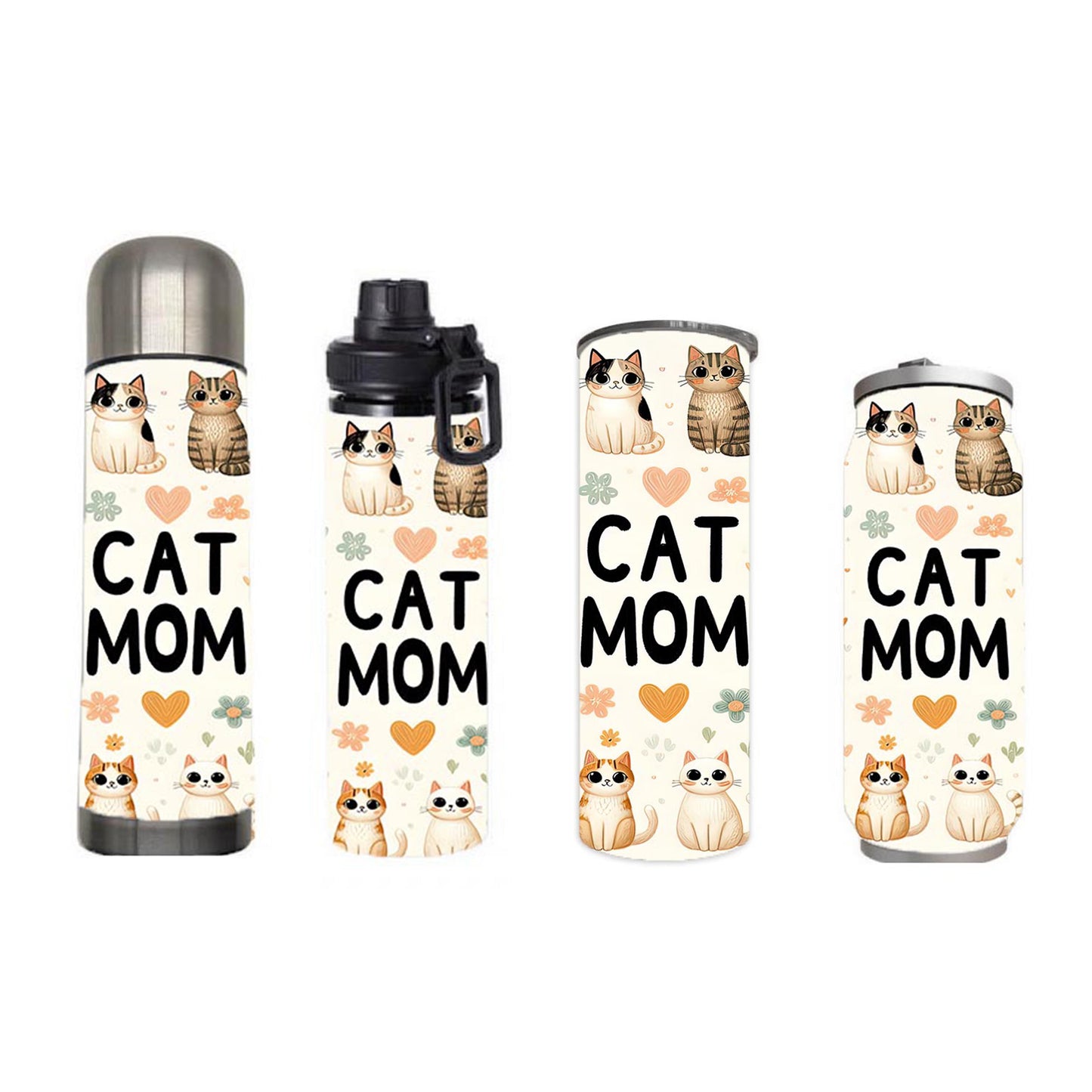 Cats - Cat Mom Design on Tumbler, Can, Flask, or Water bottle