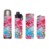 Flowers - 3D Pink Flower Design on Tumbler, Can, Flask, or Water bottle