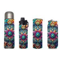 Flowers - Glitter Flower Design on Tumbler, Can, Flask, or Water bottle