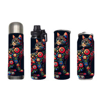 Cats - Flower Cat Design on Tumbler, Can, Flask, or Water bottle